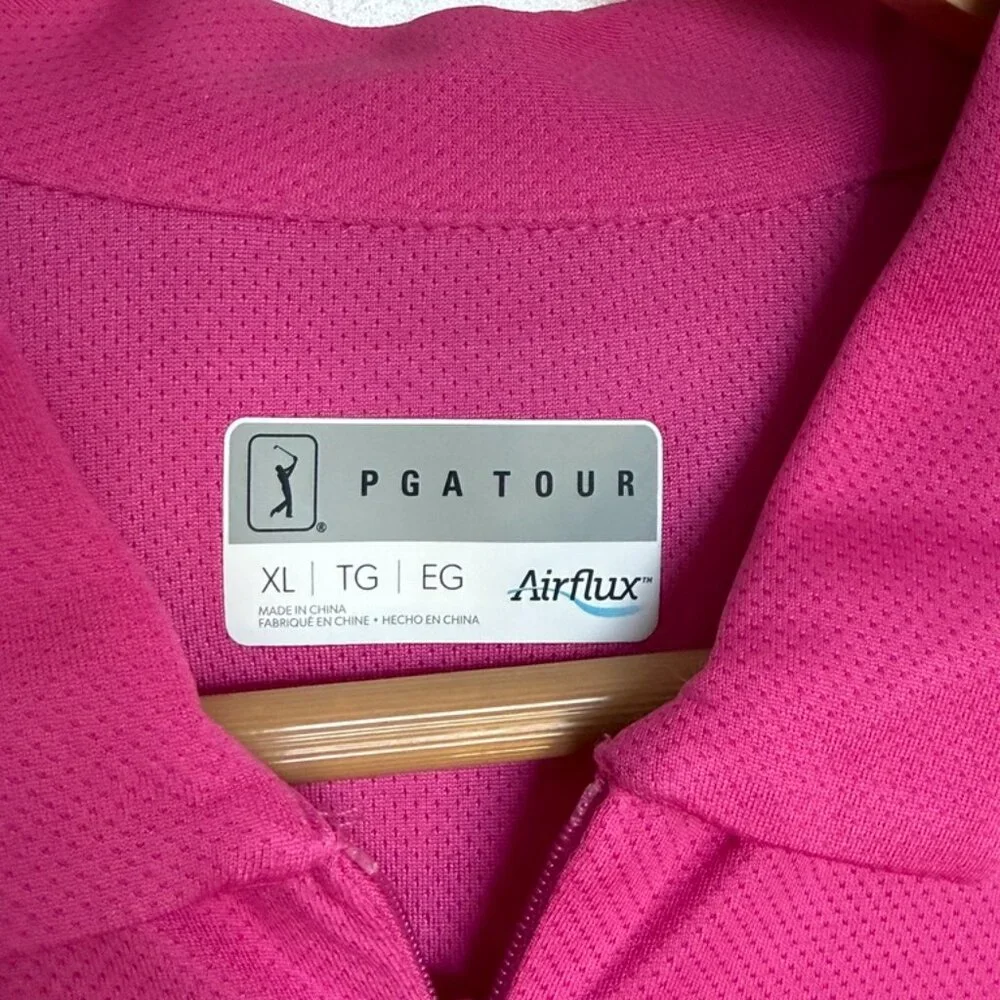 Fuchsia PGA Tour AirFlux Quarter-zip Polo Shirt - Size XL - Picture 4 of 4